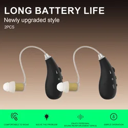Piezas Amplificador de audición recargable con gancho para la oreja, amplificador de sonido con control de volumen, cancelación de retroalimentació