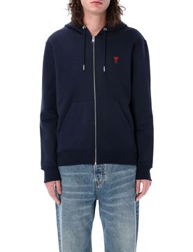 Zipped Hooded Hoodie in Loopback Organic Cotton Fleece