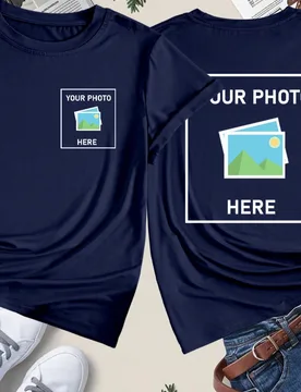 Camiseta personalizada para mujer - Añade tu texto y fotos (Paisaje/Insignia/Foto de pareja/Foto familiar/Selfie/Foto de mascota), Impresión en el f - Shein - FashionsVida