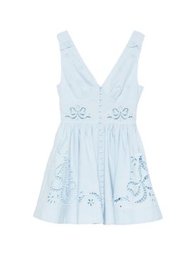 Elegant Mini Dress with V-Neck and Embroidery