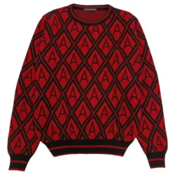 Maglione Rosso/nero R003 Girocollo W00055