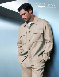Linen Blend Twill Performance Overshirt Sand male
