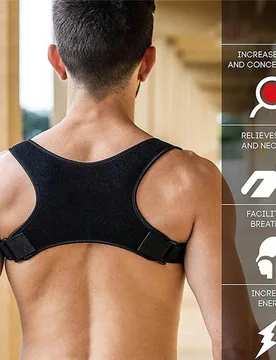 Cinturón corrector de postura cómodo - Soporte ortopédico ajustable y transpirable - Respaldo, columna vertebral, cuello y hombros sin costuras - A - Shein - FashionsVida