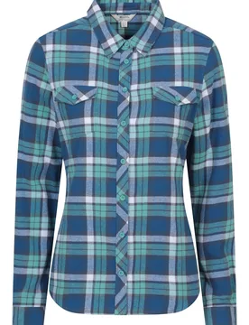 Willow Womens Brushed Flannel Slim-Fit Shirt - Blue - Blue - Size: 20 - Mountain Warehouse - FashionsVida