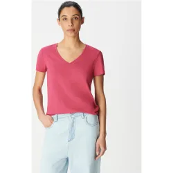 Camiseta de mujer de manga corta con escote en v