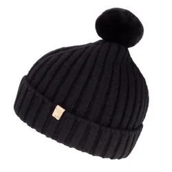 Bonnet à pompon torsades Noir noir Tailleunique