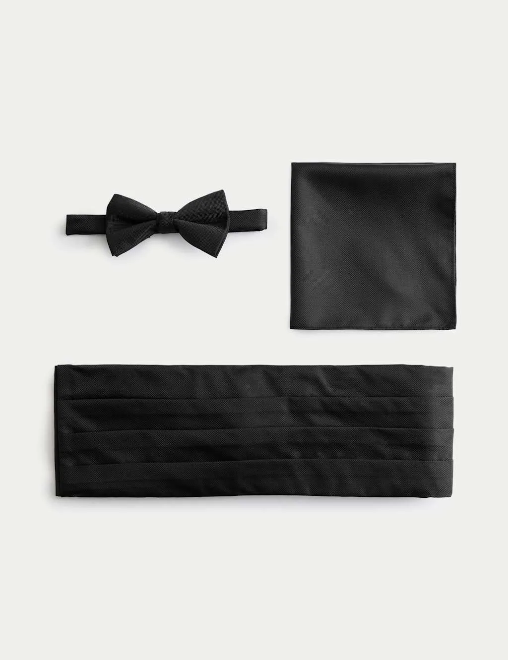 Textured Bow Tie Handkerchief and Cummerbund Set Black Mix male - M&S - FashionsVida