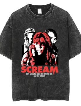 Scream Don't Answer The Phone Don't Open The Door Don't Try To Escape Washed Vintage T-shirt Billy Loomis Men Oversized T Shirts - Aliexpress - FashionsVida