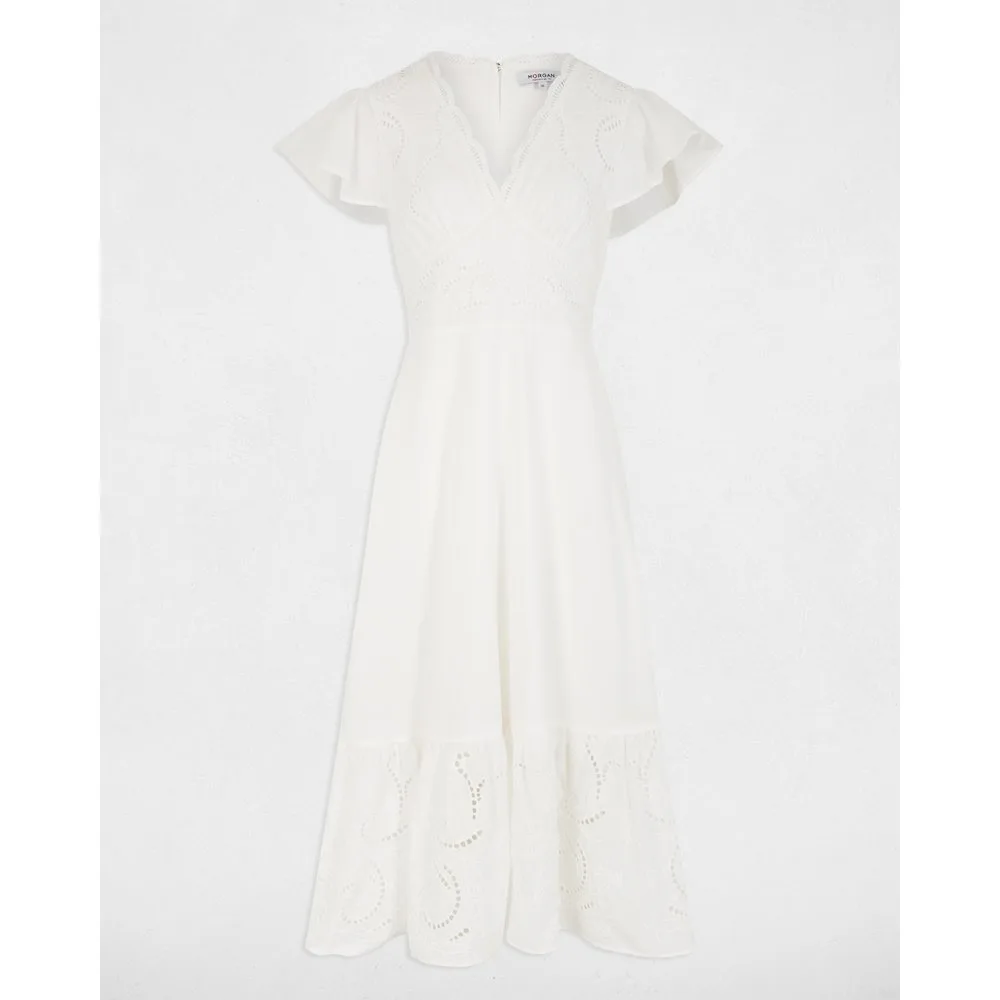 Vestido largo con detalles bordados - Morgan - FashionsVida