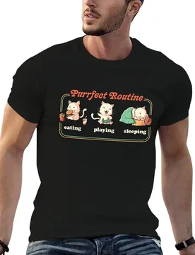 Purrfect Routine - Cute Cat Lover Gift T-Shirt man t shirts graphic man t shirt summer t shirts with prints T-shirt - Aliexpress - FashionsVida