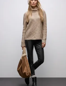 Leder Look Leggings female Braun