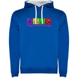 Felpa Con Cappuccio Happy Pedal Dancing Two-colour Royal Blue / White