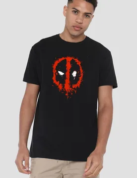 Unisex Deadpool Paint Logo T-Shirt in Black Size: Medium - Black - Size: M - Marvel - FashionsVida