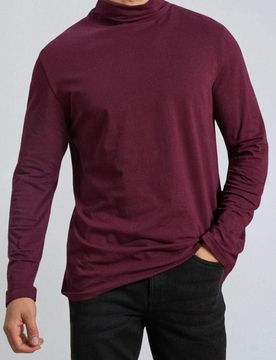 Basic cotton turtleneck - bordeaux