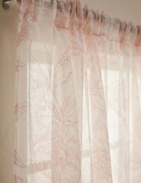 Tenda semitrasparente con motivo vegetale - rosa cipria