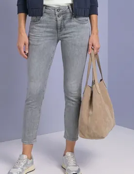 Mid Waist Slim Leg Jeans im Slim Fit female Grau
