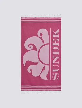 Telo mare fouta fucsia in spugna leggera con logo jacquard - Sundek - FashionsVida