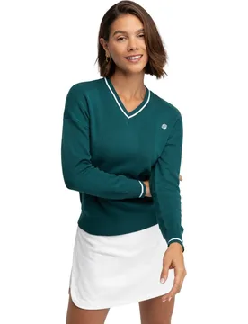 Jersey punto golf cuello de pico mujer Gimme Teal - Siroko - FashionsVida