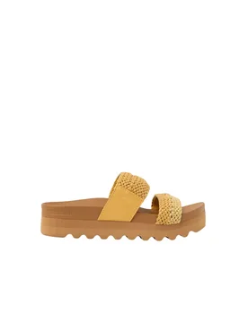 Cushion Vista Woven Flatform Sliders Yellow Mix female - Reef - FashionsVida