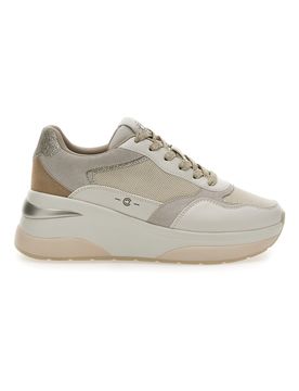 Sneakers Beige in pelle zeppa comfort Benny 40