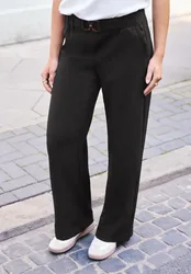 Street One Mid Waist Wide Leg Hose im Loose Fit female Schwarz