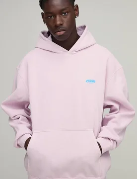 Men's Oversized Man Sport Washed Over the Head Hoodie Light Pink Size Small Light Pink S - boohooMAN - FashionsVida
