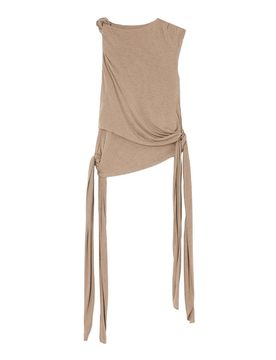 Ganni Top beige con lacci