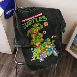 Camiseta suelta de verano para hombre, con estampado de tortuga y letras, de estilo casual y moderno