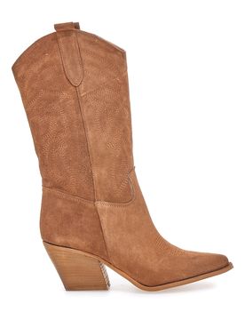 Stivaletti texani marroni in vera pelle ricamati TEX901RN 41