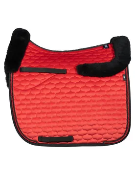 Schabracke FS26 Samt, Lammfell, Dressur Gr.L, rot/schwarz - Mattes - FashionsVida