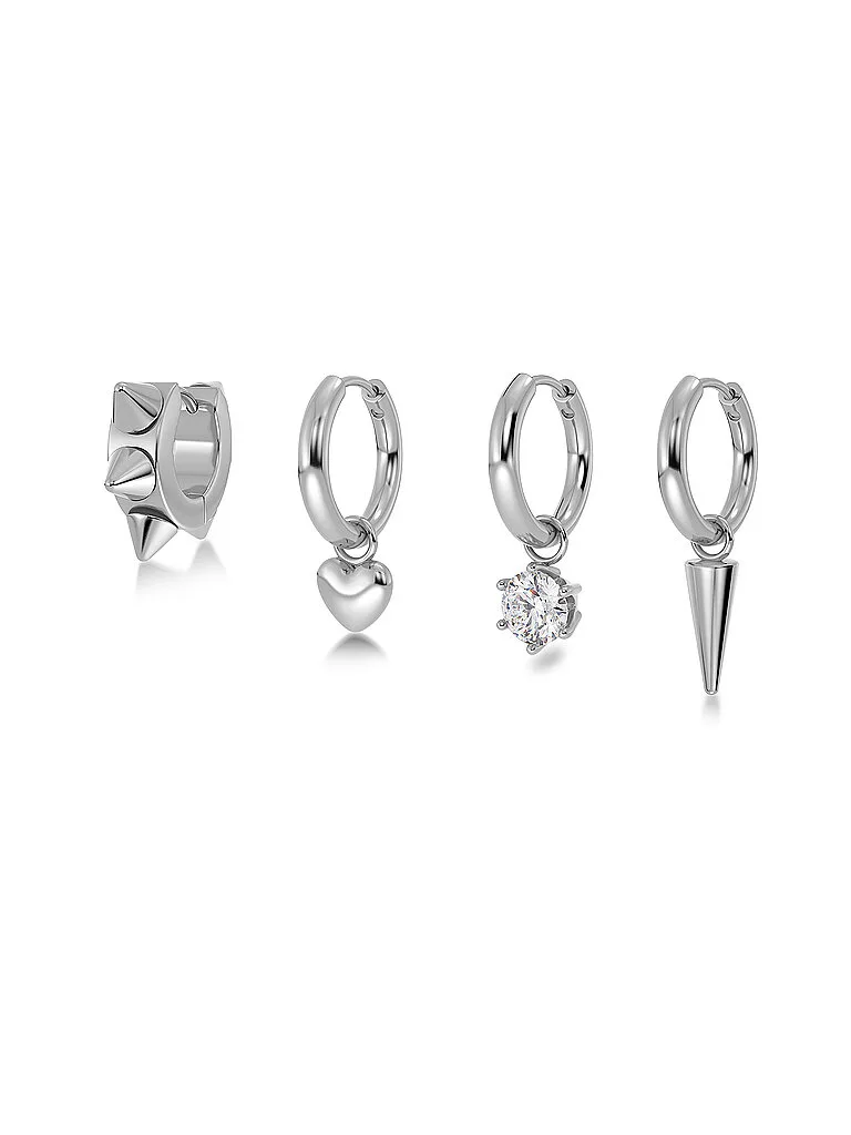 Boucles d'oreilles PEAK HOOPS ICON ONE HEART Steel argent - Edblad - FashionsVida