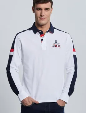Polo de piqué de hombre corte classic manga larga multiestampado - Valecuatro - FashionsVida