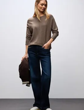 Basic Dolman Pullover female Braun