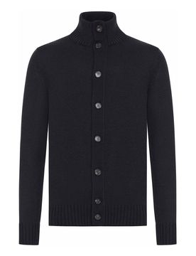 Cardigan in lana a collo alto