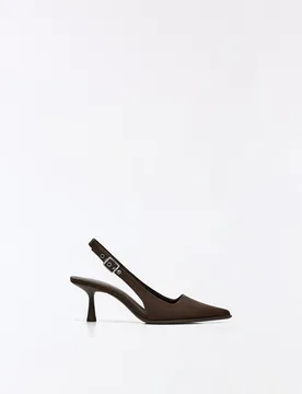 Escarpins Kitten Heel Ouverts Derrière 41 Marron - Bershka - FashionsVida