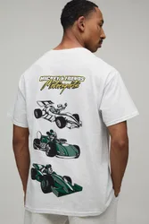 Herren Übergroßes T-Shirt Mit Mickey-Auto-Nummernschild-Aufdruck Grey Größe XL