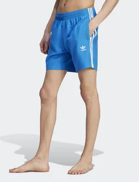 Mens Adicolor 3-Stripes Swim Shorts - Blue Recycled Material - Size Medium - adidas Originals - FashionsVida