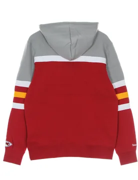 Felpa Cappuccio Uomo Nfl Head Coach Hoody Kanchi Grey/red - Mitchell & Ness - FashionsVida
