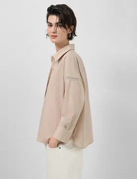 Camisa de mujer oversize con tira de encaje - Roberto Verino - FashionsVida