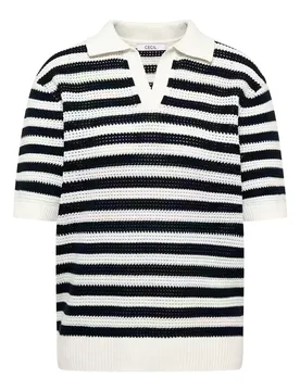 TOS_Mesh Stripe Polo female