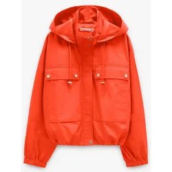 Chaqueta de mujer 100% algodón con capucha y cordones ajustables
