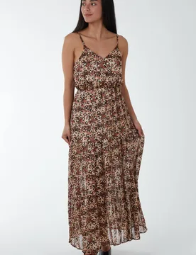 Women's Soft Animal Print Wrap Dress in Brown Size: 10 - Brown - Size: 10 - Blue Vanilla - FashionsVida