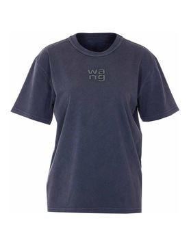T-shirt con logo strass