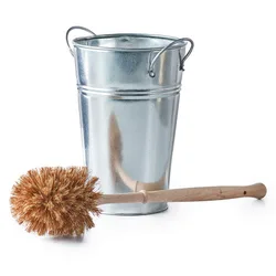 Plastic Free Toilet Brush & Silver Holder Set