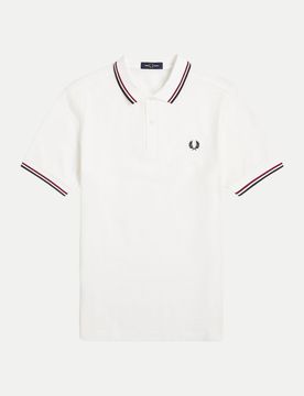 Poloshirt mit Doppelstreifen Weiß S