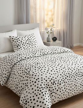 Set biancheria da letto con cotone a pois - grigio medio