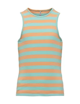 Canotta a costine arancione e acqua a righe in cotone stretch 8-14 anni - Only - FashionsVida