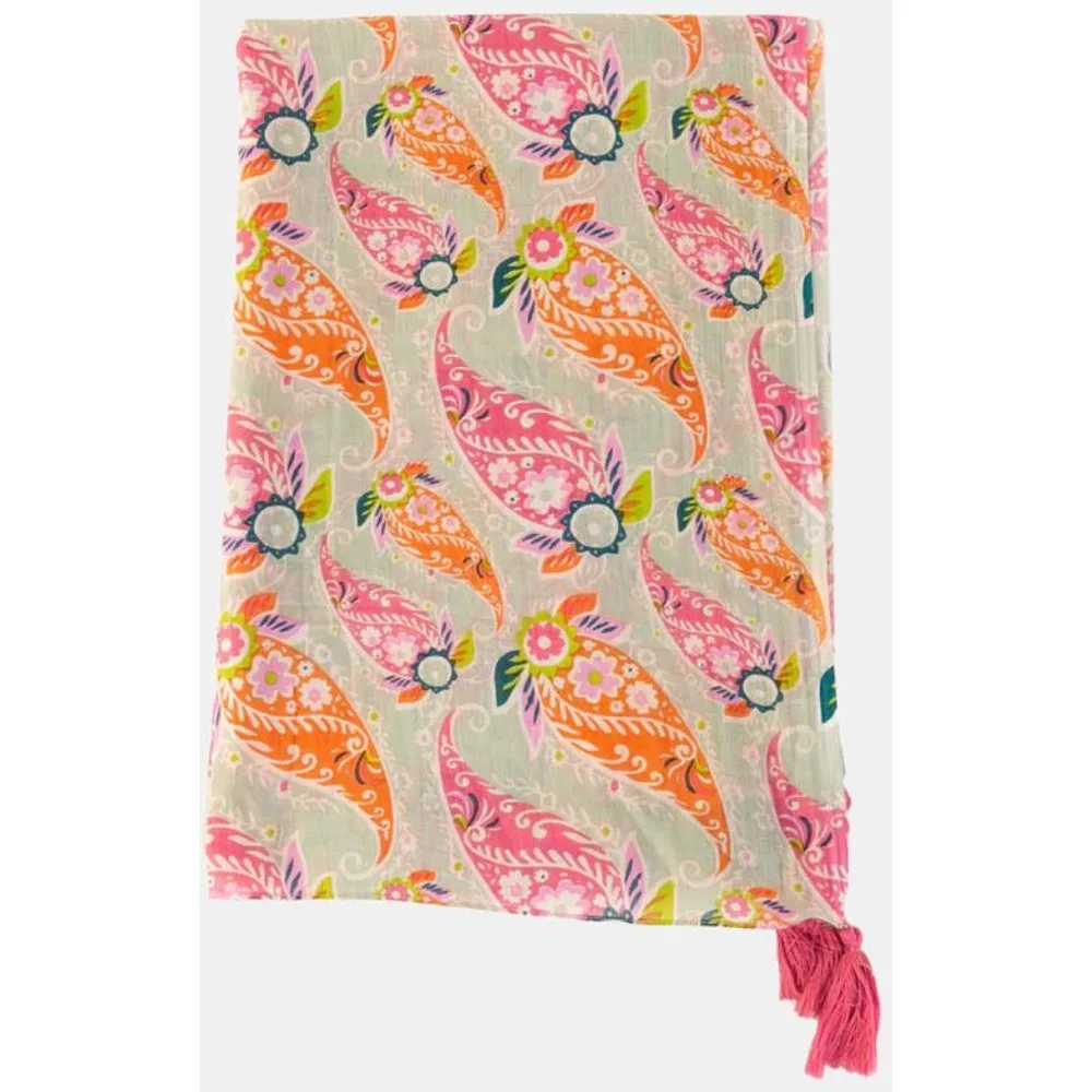 Pareo algodón estampado pailey con borlas en las esquinas - Kbas - FashionsVida