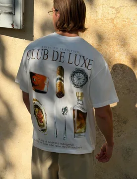 Men's Club De Luxe Oversized T-Shirt Ecru Size X-Large Ecru XL - boohooMAN - FashionsVida
