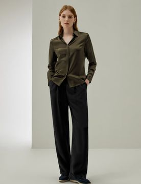 Camicia Seta Charmeuse S - Elegante e Morbida, Maniche Lunghe, Classica e Raffinata